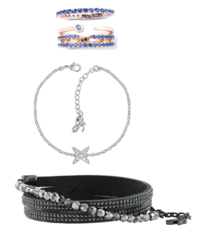 luxe chatonbanding bracelet / 4 point star bracelet / rose gold with sapphire ring / rose gold with sapphire ring