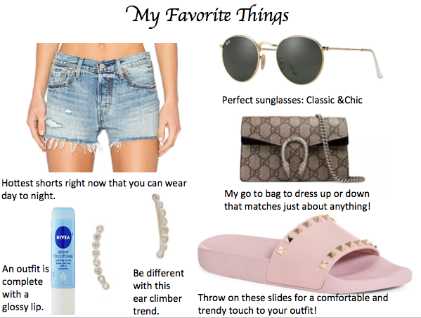  Shop my Favorites:  Shorts Sunglasses Bag Slides Earrings Chapstick 